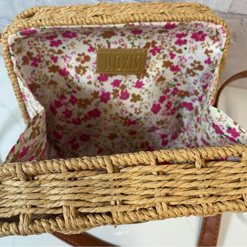 Hoxis Straw Square Wicker Crossbody Bag 7x7 inches Purse - Picture 7 of 7